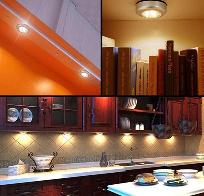 Wireless LED Puck Light, Stick-Anywhere Closet Portable Tap Push Button