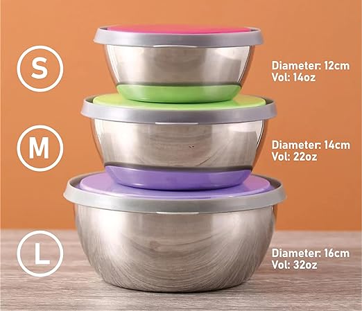 3 PIECES STAINLESS STEEL FOOD CONTAINER WITH LIDS.