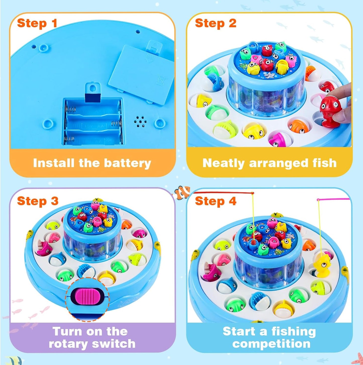Fishing Game with 4 Children's Rod