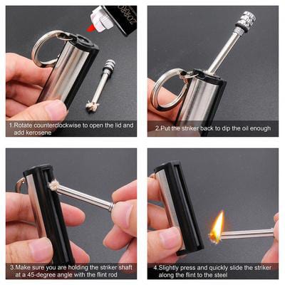 Outdoor Windproof Match Striker Lighter with Keychain