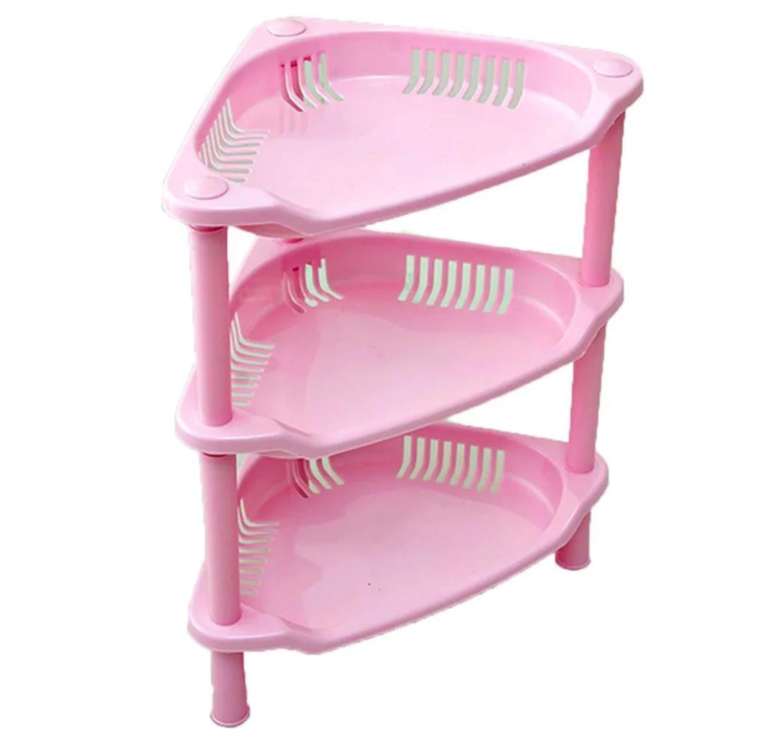 3 Triangle Plastic Basket Corner Shelves