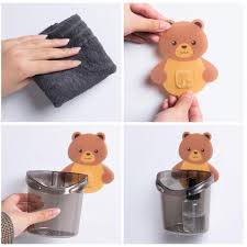 Toothbrush Holder Cute Bear Storage Rack Bathroom Accessories Set Toothpaste Holder Tooth Brush Stand Shelf Bath Accessories,Tooth Brush Holder Bathroom Organizer