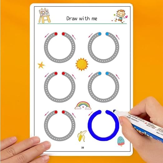 A4 Kids Educational Learning Tracing Book ( 64 Pages)  With Two Markers Duster Attached (big Size)