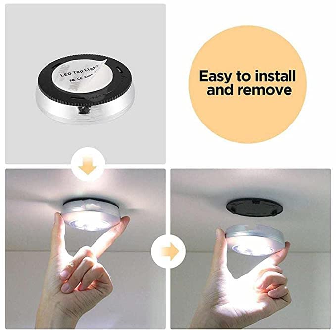 Wireless LED Puck Light, Stick-Anywhere Closet Portable Tap Push Button
