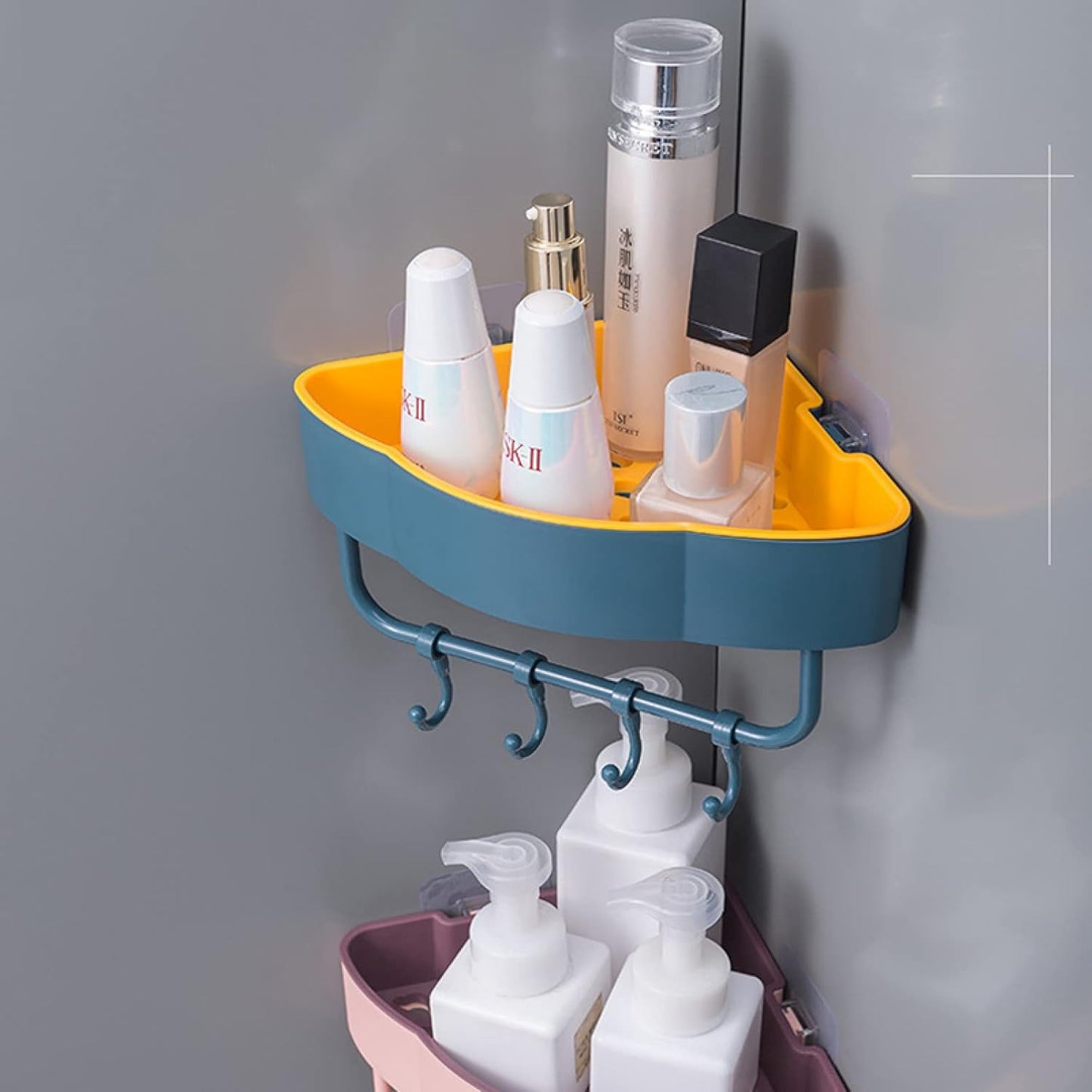 Bathroom Triangular Shower Shelf Corner Bath Storage Holder Organizer