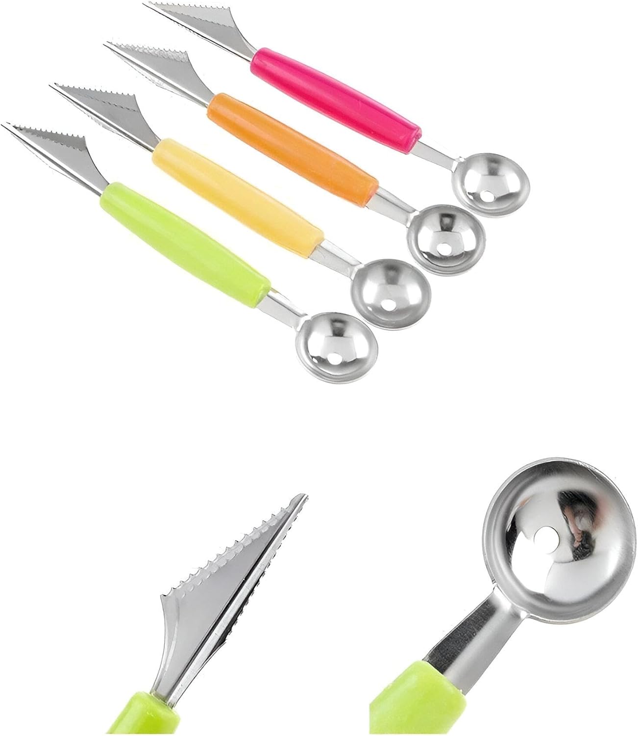 2 in 1 Fruit Spoon and Knife, Watermelon Slicer and Fruit Carving Multi-Tool Perfect for Making Attractive Fruit Salads