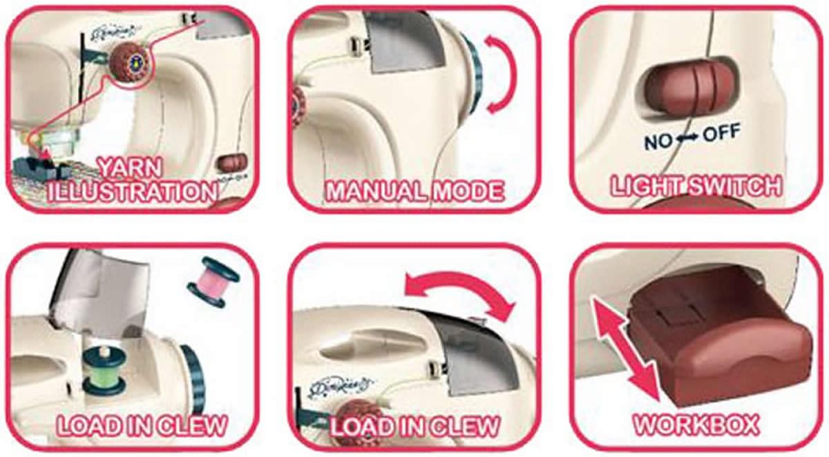 Sewing machine pretend play.