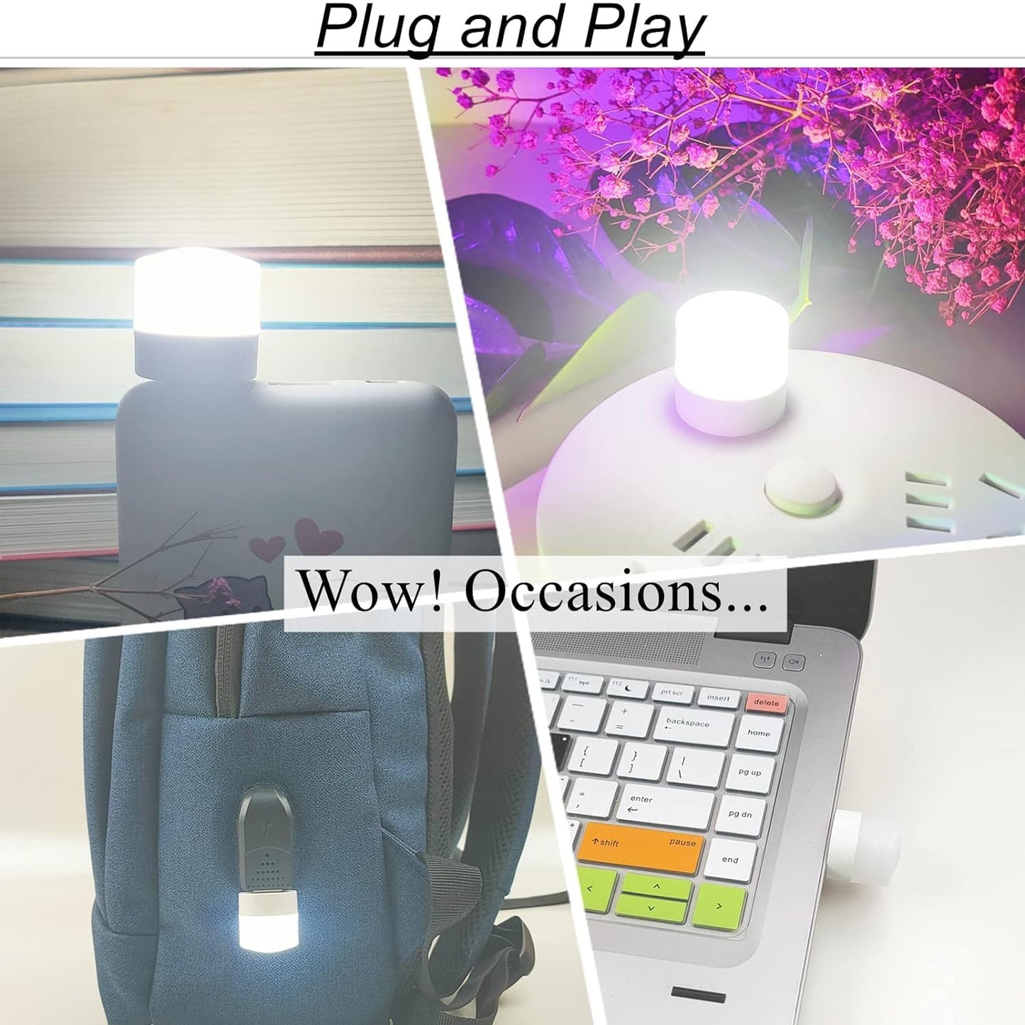 4 pcs Plug in LED Night Light Mini USB LED Light