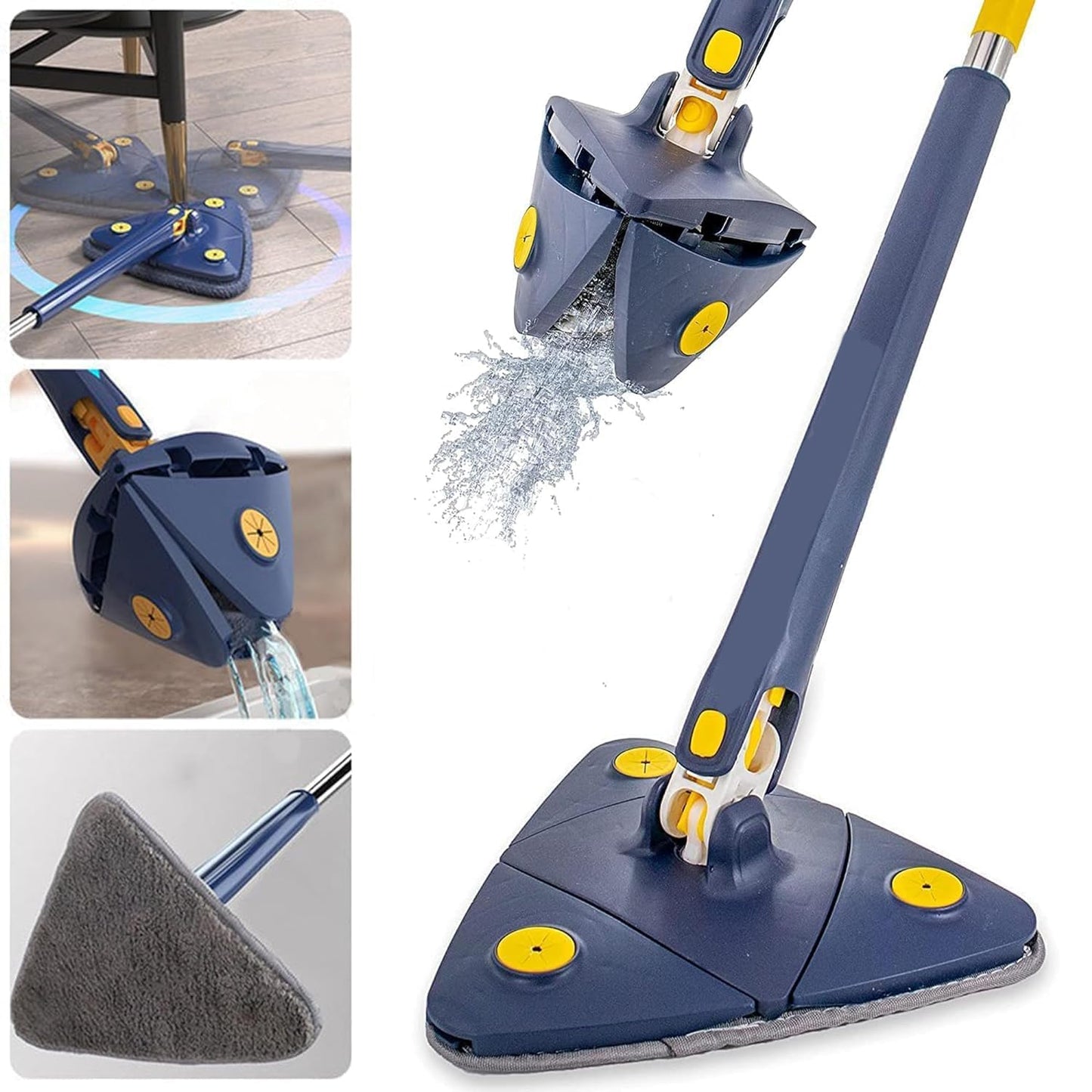 360° Rotatable Adjustable Cleaning Mop, Triangular Microfiber Mop