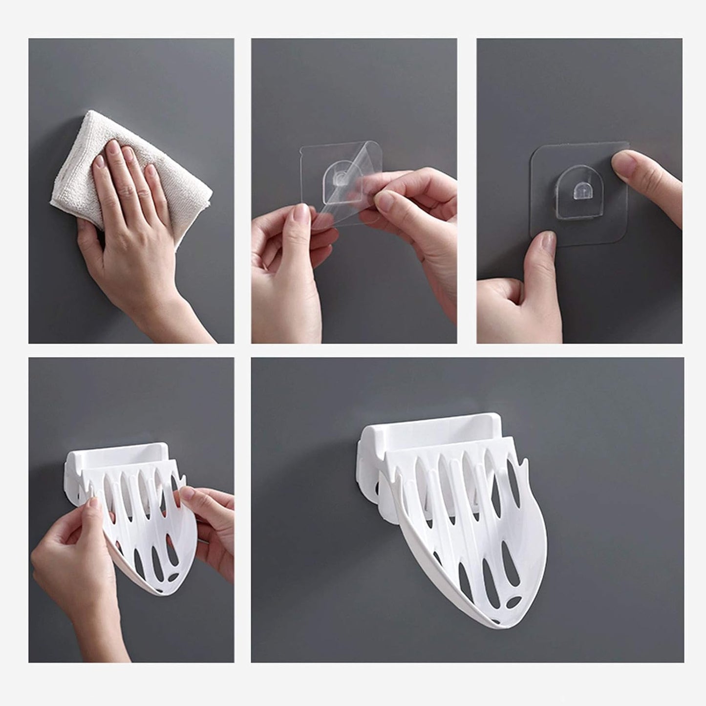Self Adhesive Soap Tray Holder Container Wall Mounted Shape Plastic Bathroom Accessories