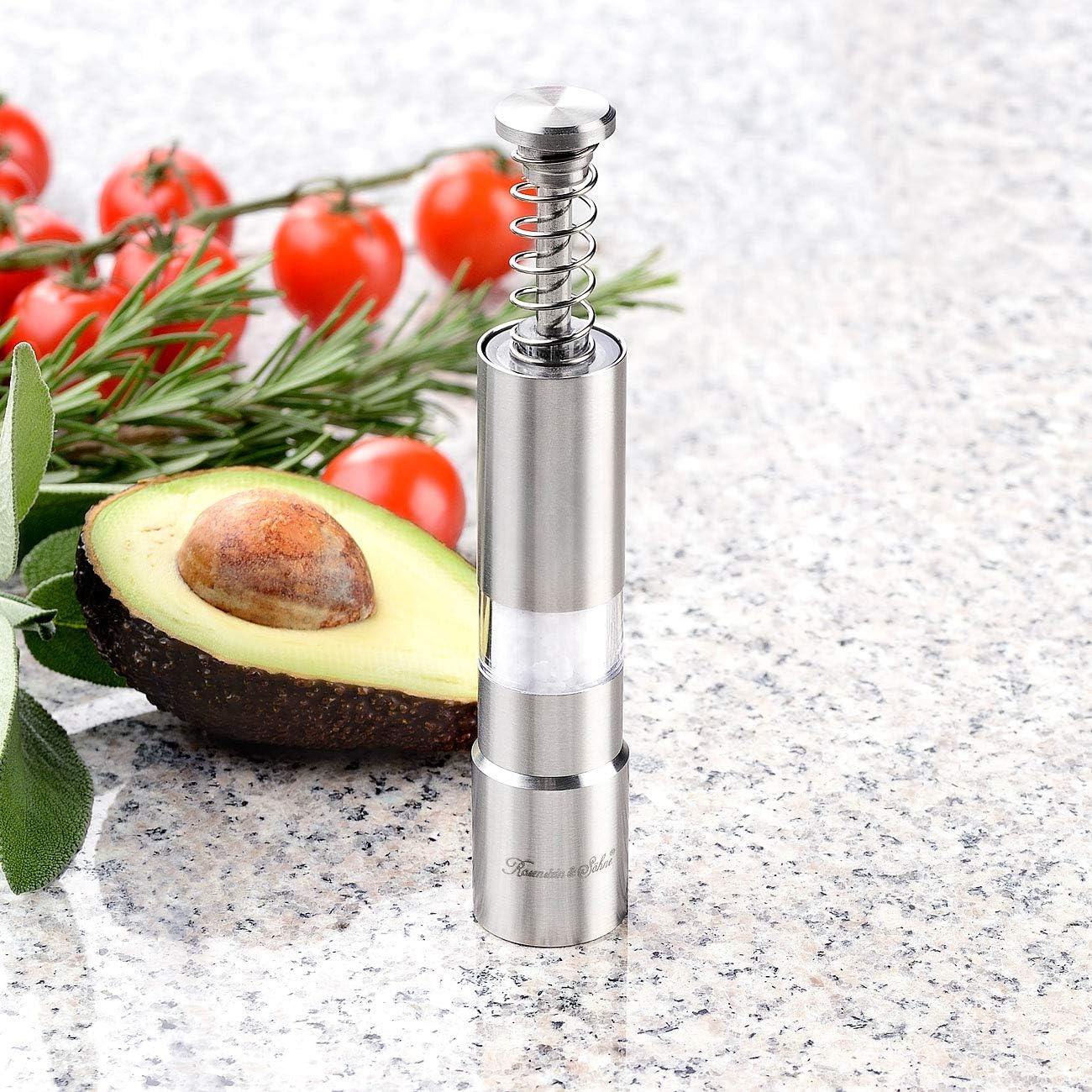 Thumb Push Stainless Steel Salt and Pepper Miller Grinder