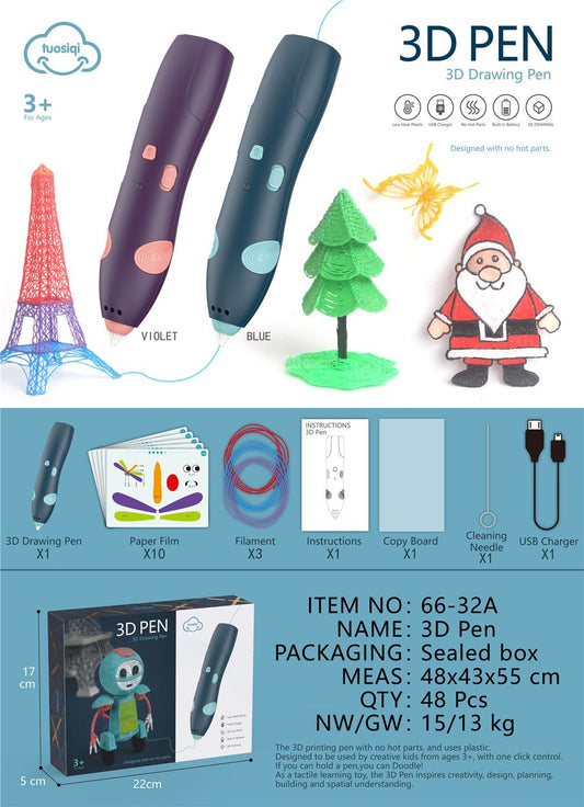 3D Pen Drawing 3D Printing Doodle Pen USB Rechargeable