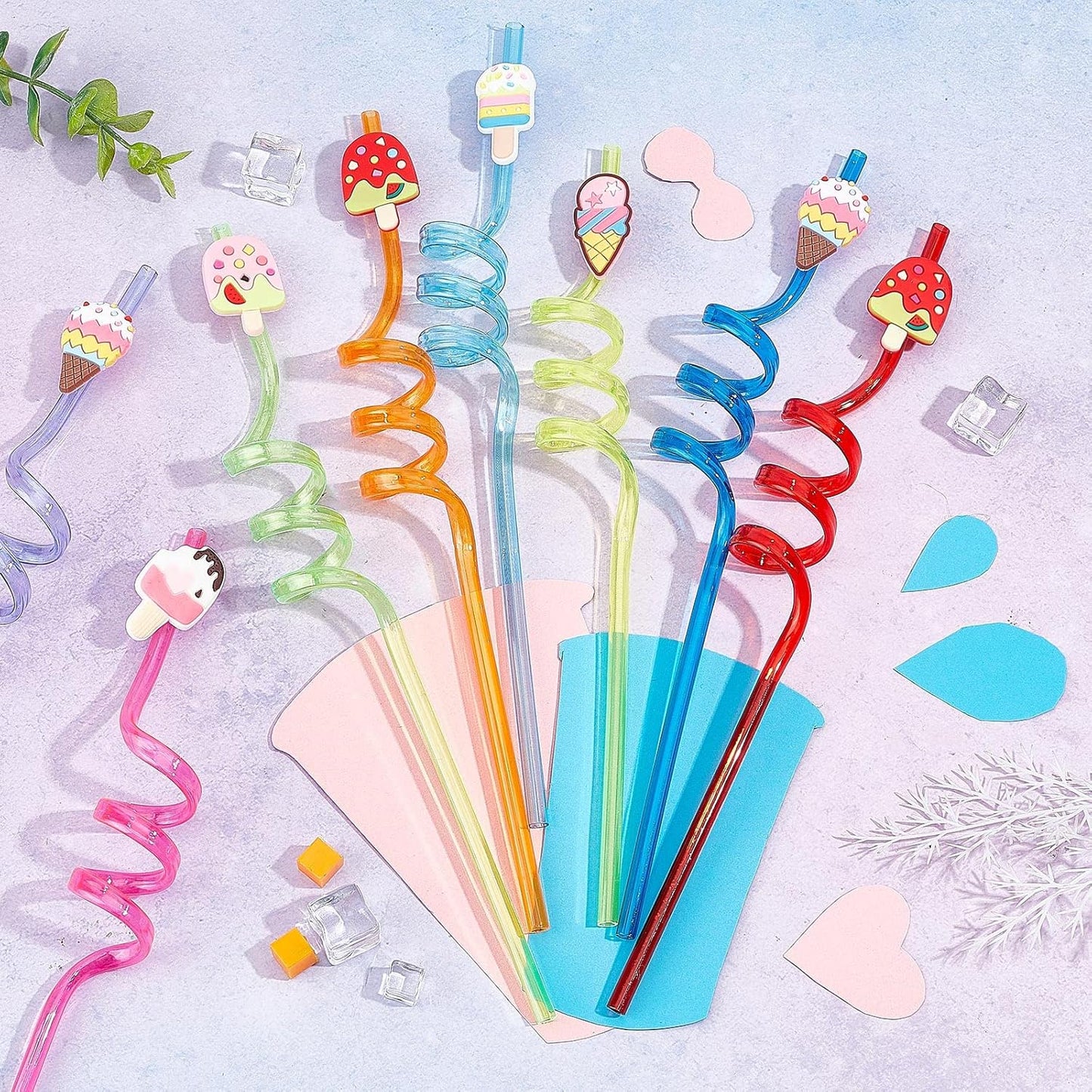 Pack of 4 Washable Straws & Reusable Straws Acrylic Fruit Straws for Children
