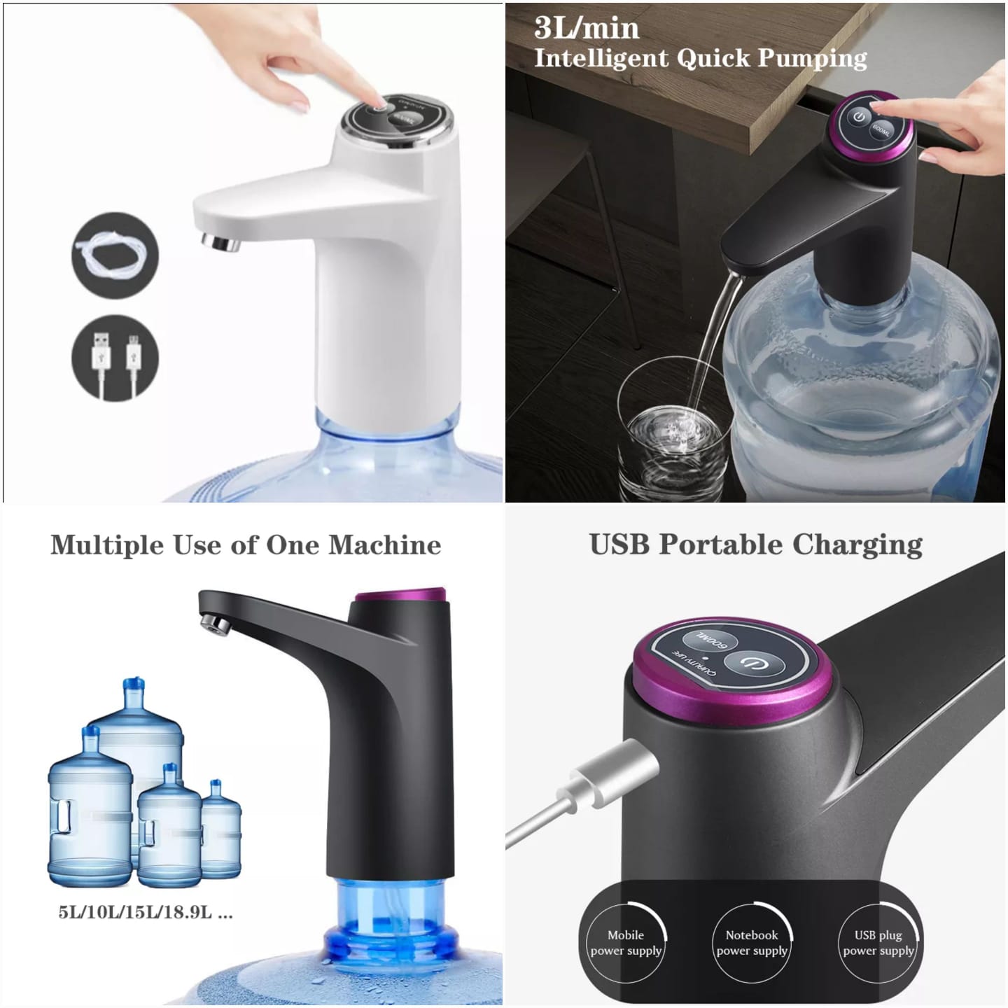 Touch Intelligent Electric USB Water Pump, Both Buttons Working.