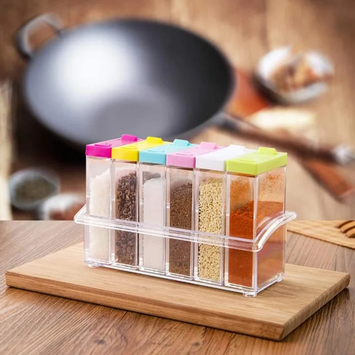 New 6PCS/Set Seasoning Boxes Plastic Spice Box Food Storage Kitchen Containers