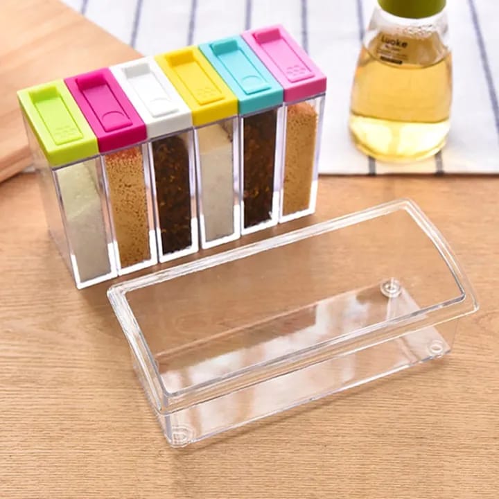 New 6PCS/Set Seasoning Boxes Plastic Spice Box Food Storage Kitchen Containers