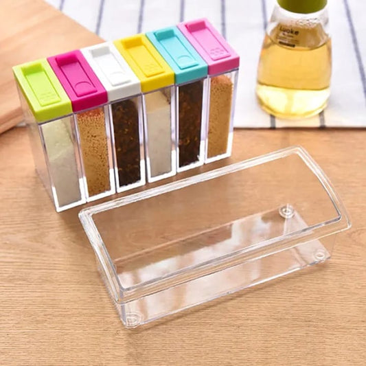 New 6PCS/Set Seasoning Boxes Plastic Spice Box Food Storage Kitchen Containers