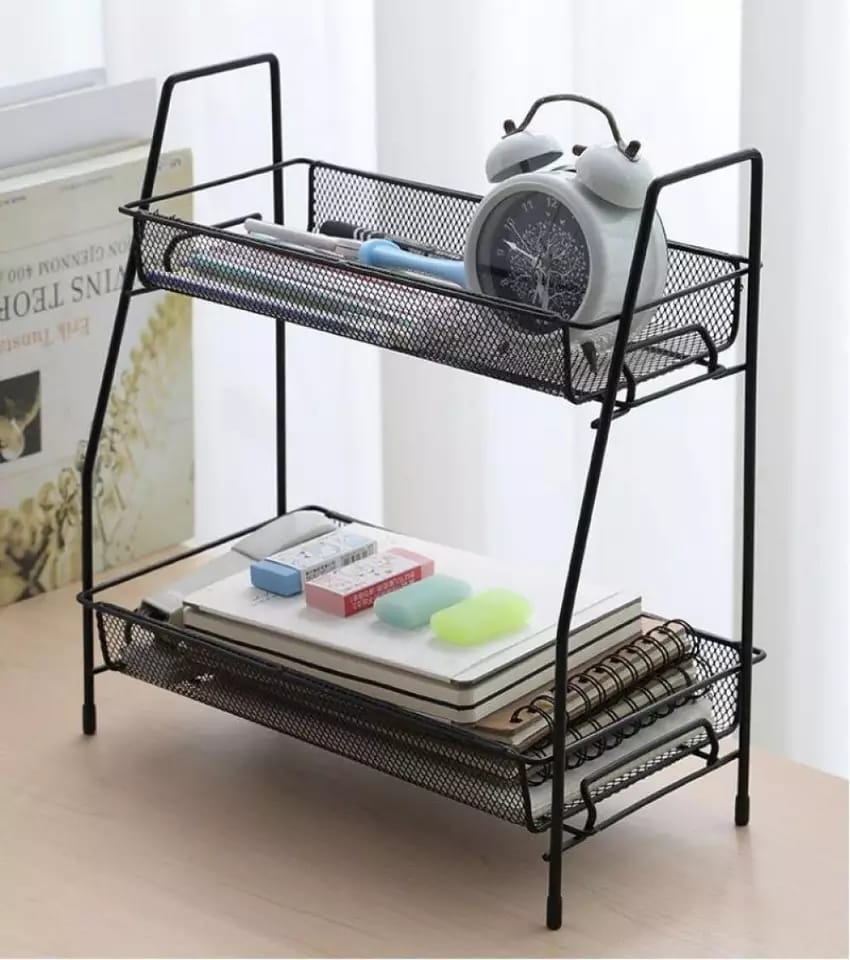 2 Layer Multi-Purpose Mini Portable Iron Organizer Shelf