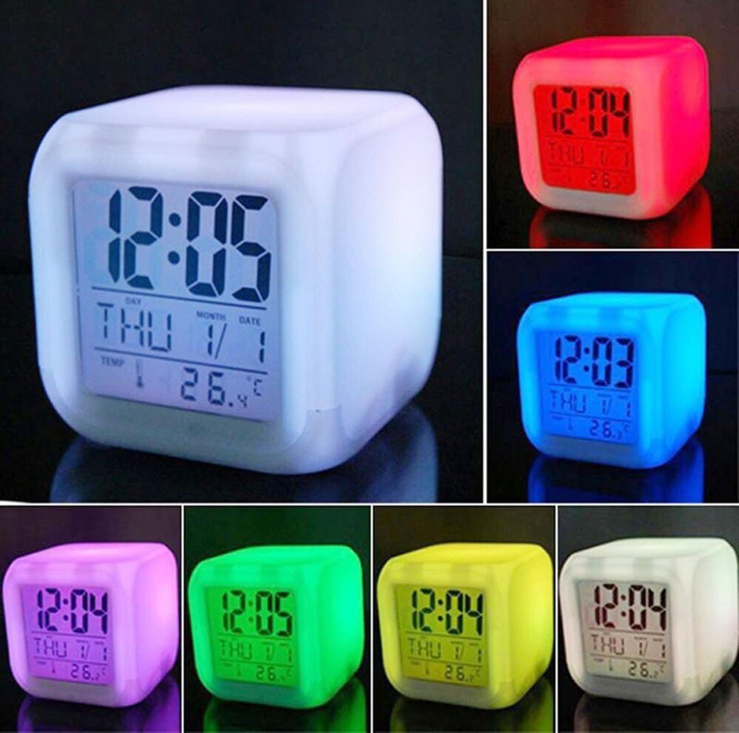 7 Color Glowing LCD Alarm Clock