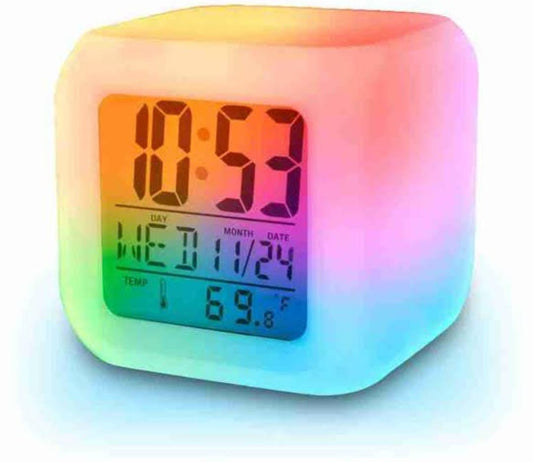 7 Color Glowing LCD Alarm Clock