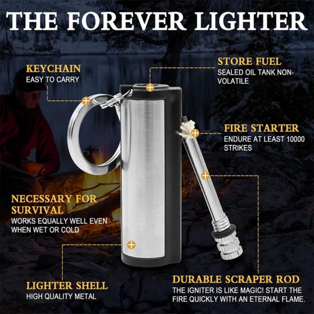 Outdoor Windproof Match Striker Lighter with Keychain
