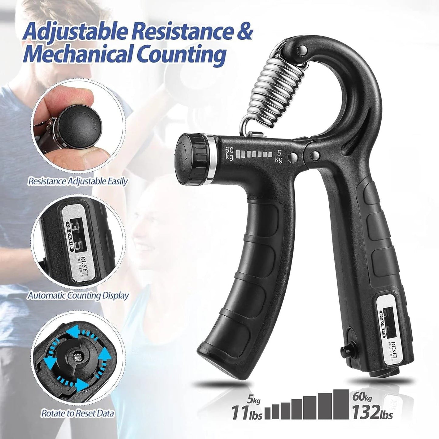 Hand Grip Strengthener Adjustable 5-60 kg