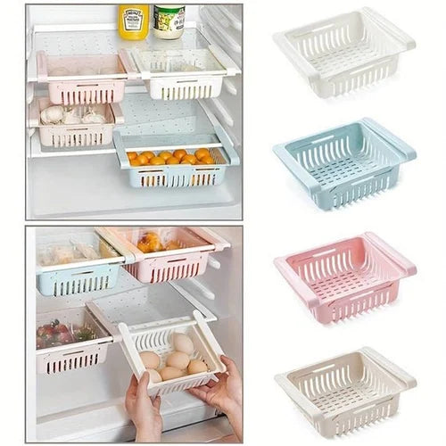 Adjustable Fridge Storage Basket Expandable Fridge Storage Rack-