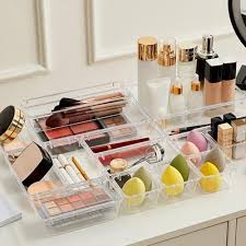 Clear Plastic Drawer Organizers Set, Bathroom and Vanity Drawer Trays, Large Clear Acrylic Kitchen Drawer.